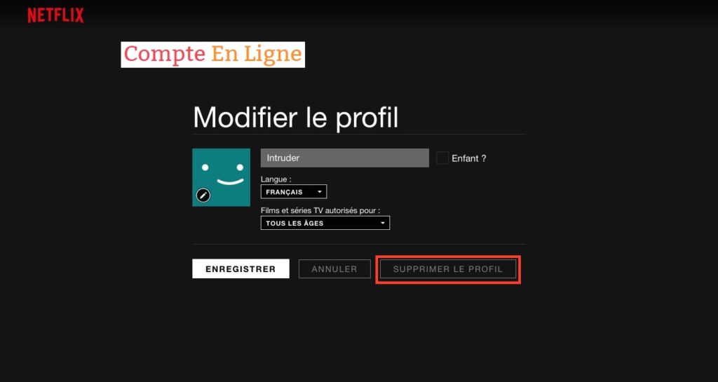 supprimer un profil Netflix