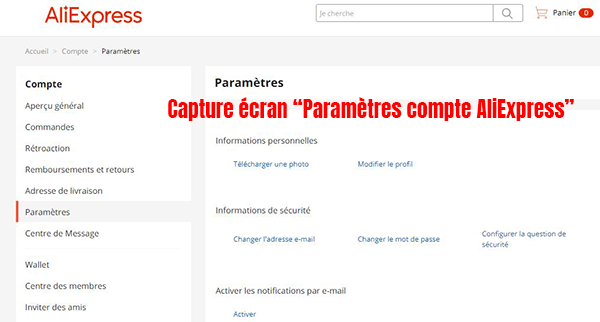 supprimer compte aliexpress